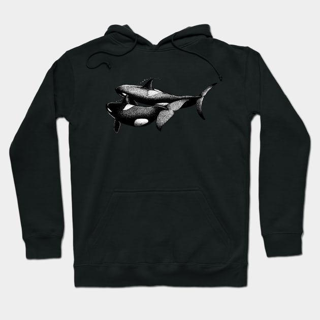 Swimming Orcas Hoodie by Marina Rehder